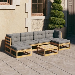 vidaXL, vidaXL 7-tlg. Garten-Lounge-Set mit Kissen Kiefer Massivholz