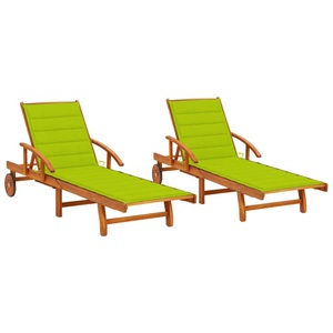 vidaXL, vidaXL Sonnenliegen 2 Stk. mit Auflagen Massivholz Akazie, vidaXL Sonnenliegen 2 Stk. mit Auflagen Massivholz Akazie