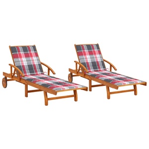 vidaXL, vidaXL Sonnenliegen 2 Stk. mit Auflagen Massivholz Akazie, vidaXL Sonnenliegen 2 Stk. mit Auflagen Massivholz Akazie