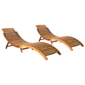vidaXL, vidaXL Sonnenliegen 2 Stk. Massivholz Akazie, VidaXL - Gartenliege, One Size, Braun