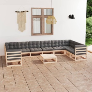vidaXL, vidaXL 11-tlg. Garten-Lounge-Set mit Kissen Kiefer Massivholz, vidaXL 11-tlg. Garten-Lounge-Set mit Kissen Kiefer Massivholz