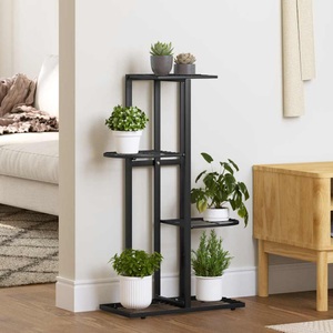 vidaXL, vidaXL Blumenständer 4-Etagen 43x22x76 cm Schwarz Metall
