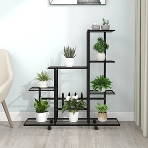 vidaXL, vidaXL Blumenständer auf Rollen 94,5x25x92,5 cm Schwarz Metall, vidaXL Blumenständer auf Rollen 94,5x25x92,5 cm Schwarz Metall