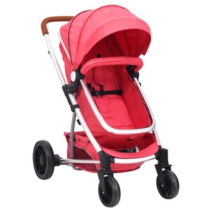 vidaXL, vidaXL 2-in-1-Kinderwagen Rot Aluminium, 