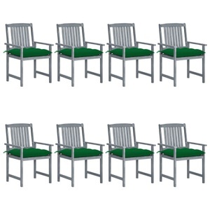 vidaXL, vidaXL Gartenstühle mit Kissen 8 Stk. Massivholz Akazie Grau, vidaXL Gartenstühle mit Kissen 8 Stk. Massivholz Akazie Grau