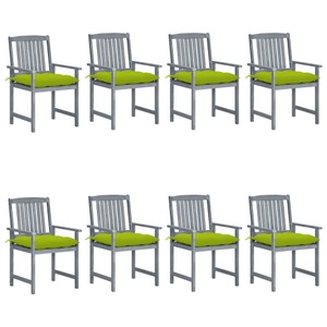 vidaXL, vidaXL Gartenstühle mit Kissen 8 Stk. Massivholz Akazie Grau, vidaXL Gartenstühle mit Kissen 8 Stk. Massivholz Akazie Grau