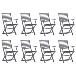 vidaXL, vidaXL Klappbare Gartenstühle 8 Stk. mit Kissen Massivholz Akazie, vidaXL Klappbare Gartenstühle 8 Stk. mit Kissen Massivholz Akazie