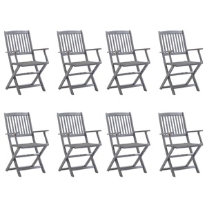 vidaXL, vidaXL Klappbare Gartenstühle 8 Stk. mit Kissen Massivholz Akazie, vidaXL Klappbare Gartenstühle 8 Stk. mit Kissen Massivholz Akazie