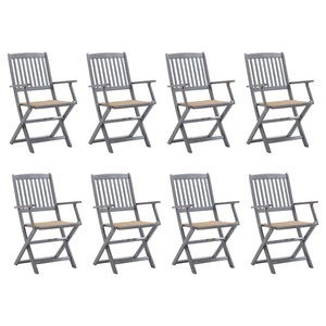 vidaXL, vidaXL Klappbare Gartenstühle 8 Stk. mit Kissen Massivholz Akazie