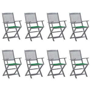 vidaXL, vidaXL Klappbare Gartenstühle 8 Stk. mit Kissen Massivholz Akazie