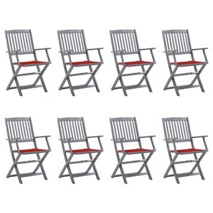 vidaXL, vidaXL Klappbare Gartenstühle 8 Stk. mit Kissen Massivholz Akazie