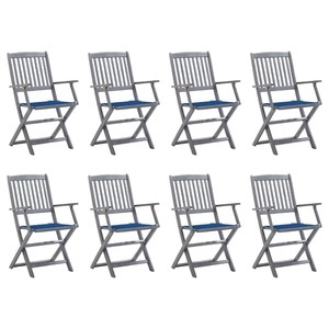 vidaXL, vidaXL Klappbare Gartenstühle 8 Stk. mit Kissen Massivholz Akazie, vidaXL Klappbare Gartenstühle 8 Stk. mit Kissen Massivholz Akazie
