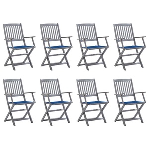 vidaXL, vidaXL Klappbare Gartenstühle 8 Stk. mit Kissen Massivholz Akazie