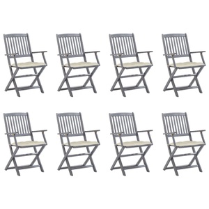 vidaXL Klappbare Gartenstühle 8 Stk. mit Kissen Massivholz Akazie