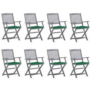 vidaXL, vidaXL Klappbare Gartenstühle 8 Stk. mit Kissen Massivholz Akazie, vidaXL Klappbare Gartenstühle 8 Stk. mit Kissen Massivholz Akazie