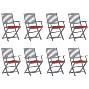 vidaXL, vidaXL Klappbare Gartenstühle 8 Stk. mit Kissen Massivholz Akazie, vidaXL Klappbare Gartenstühle 8 Stk. mit Kissen Massivholz Akazie