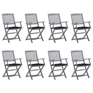 vidaXL, vidaXL Klappbare Gartenstühle 8 Stk. mit Kissen Massivholz Akazie
