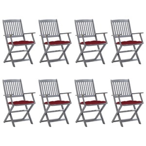 vidaXL, vidaXL Klappbare Gartenstühle 8 Stk. mit Kissen Massivholz Akazie