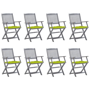 vidaXL, vidaXL Klappbare Gartenstühle 8 Stk. mit Kissen Massivholz Akazie