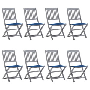 vidaXL, vidaXL Klappbare Gartenstühle 8 Stk. mit Kissen Massivholz Akazie