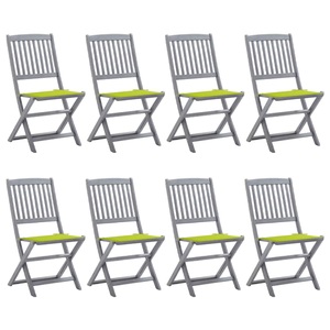 vidaXL, vidaXL Klappbare Gartenstühle 8 Stk. mit Kissen Massivholz Akazie, vidaXL Klappbare Gartenstühle 8 Stk. mit Kissen Massivholz Akazie