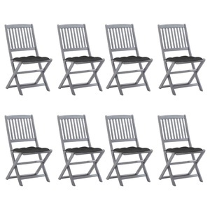 vidaXL, vidaXL Klappbare Gartenstühle 8 Stk. mit Kissen Massivholz Akazie