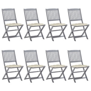 vidaXL, vidaXL Klappbare Gartenstühle 8 Stk. mit Kissen Massivholz Akazie