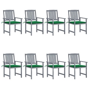 vidaXL, vidaXL Gartenstühle mit Kissen 8 Stk. Massivholz Akazie Grau, vidaXL Gartenstühle mit Kissen 8 Stk. Massivholz Akazie Grau