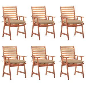 vidaXL, vidaXL Garten-Essstühle 6 Stk. mit Kissen Massivholz Akazie, vidaXL Garten-Essstühle 6 Stk. mit Kissen Massivholz Akazie