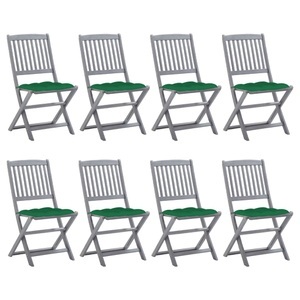 vidaXL, vidaXL Klappbare Gartenstühle 8 Stk. mit Kissen Massivholz Akazie