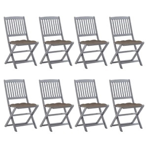 vidaXL, vidaXL Klappbare Gartenstühle 8 Stk. mit Kissen Massivholz Akazie