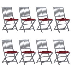 vidaXL Klappbare Gartenstühle 8 Stk. mit Kissen Massivholz Akazie