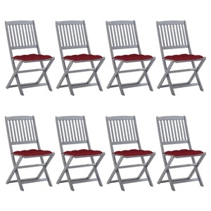 vidaXL, vidaXL Klappbare Gartenstühle 8 Stk. mit Kissen Massivholz Akazie