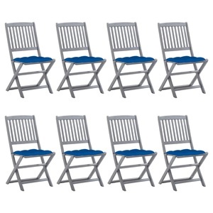 vidaXL, vidaXL Klappbare Gartenstühle 8 Stk. mit Kissen Massivholz Akazie, vidaXL Klappbare Gartenstühle 8 Stk. mit Kissen Massivholz Akazie