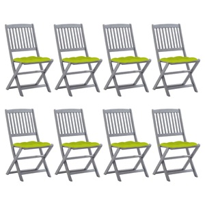 vidaXL, vidaXL Klappbare Gartenstühle 8 Stk. mit Kissen Massivholz Akazie, vidaXL Klappbare Gartenstühle 8 Stk. mit Kissen Massivholz Akazie