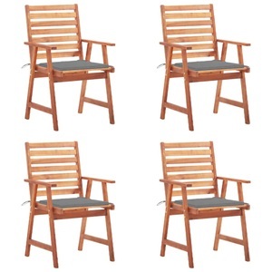 vidaXL, vidaXL Garten-Essstühle 4 Stk. mit Kissen Massivholz Akazie, vidaXL Garten-Essstühle 4 Stk. mit Kissen Massivholz Akazie