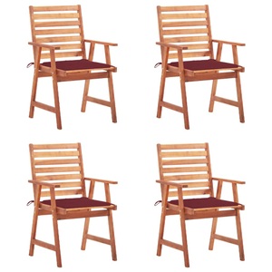 vidaXL, vidaXL Garten-Essstühle 4 Stk. mit Kissen Massivholz Akazie, 