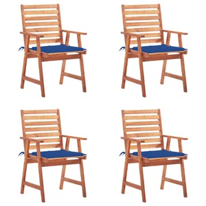 vidaXL, vidaXL Garten-Essstühle 4 Stk. mit Kissen Massivholz Akazie, vidaXL Garten-Essstühle 4 Stk. mit Kissen Massivholz Akazie