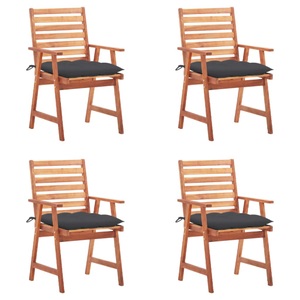vidaXL, vidaXL Garten-Essstühle 4 Stk. mit Kissen Massivholz Akazie, vidaXL Garten-Essstühle 4 Stk. mit Kissen Massivholz Akazie