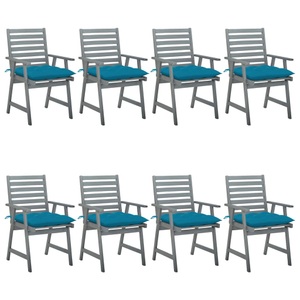 vidaXL, vidaXL Garten-Essstühle mit Kissen 8 Stk. Massivholz Akazie, 