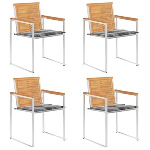 vidaXL, vidaXL Gartenstühle 4 Stk. mit Kissen Massivholz Teak, 