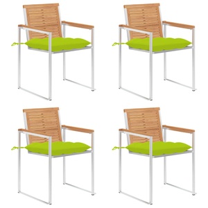 vidaXL, vidaXL Gartenstühle 4 Stk. mit Kissen Massivholz Teak, 