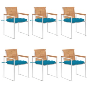 vidaXL, vidaXL Gartenstühle 6 Stk. mit Kissen Massivholz Teak, 