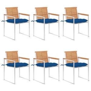 vidaXL, vidaXL Gartenstühle 6 Stk. mit Kissen Massivholz Teak, 