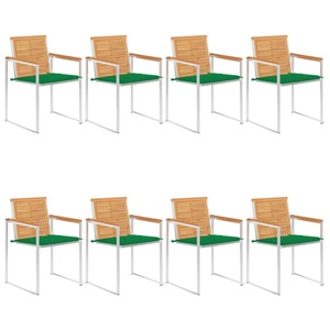 vidaXL, vidaXL Gartenstühle 8 Stk. mit Kissen Massivholz Teak, 