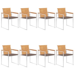 vidaXL, vidaXL Gartenstühle 8 Stk. mit Kissen Massivholz Teak, 