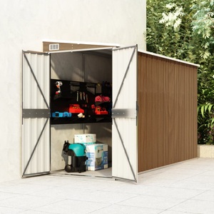 vidaXL, vidaXL Wand-Geräteschuppen Braun 118x288x178 cm Verzinkter Stahl, VidaXL - Gartenhaus stahl, One Size, Braun