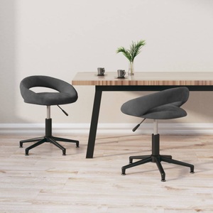 vidaXL, vidaXL Esszimmerstühle 2 Stk. Drehbar Dunkelgrau Samt, 