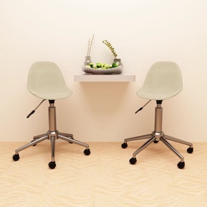 vidaXL, vidaXL Esszimmerstühle 2 Stk. Drehbar Creme Stoff, 