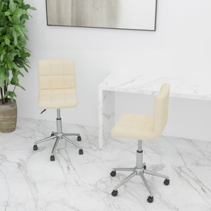 vidaXL, vidaXL Esszimmerstühle 2 Stk. Drehbar Creme Stoff, 